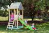 Outdoor play house with slide