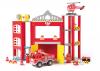 Large fire station with toy trucks
