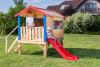 Garden house with platform, handrails and slide
