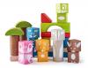 Toddler wooden blocks with print- colored 26 pcs- 3,3 cm
