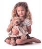 Lumpin teddy bear girl in a dress, medium 43cm