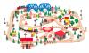 Railway set delivered in a wooden box, 170pcs