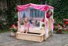 Garden sitting area with retractable sandbox