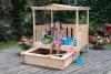 Garden sitting area with retractable sandbox