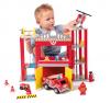 Large fire station with toy trucks
