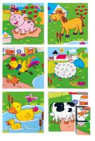 Picture cubes puzzle – farm animals, 3×3