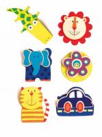 Wooden clip wiht magnet - mix, displ. 36 pcs