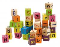 Coloured blocks with letters and numbers, 40pcs