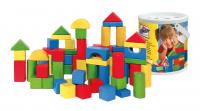 Blocks in a bucket with a shape sorting lid, 45pcs