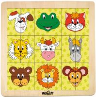 Puzzle – animal heads, coloured backround