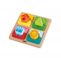 Wooden shape sorting puzzle - house and sun