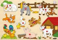 Puzzle on board - farm animals