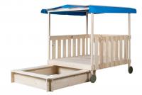 Garden sandbox with retractable sitting area