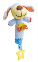 Cuddly puppy with squeaking rattle „IPO“